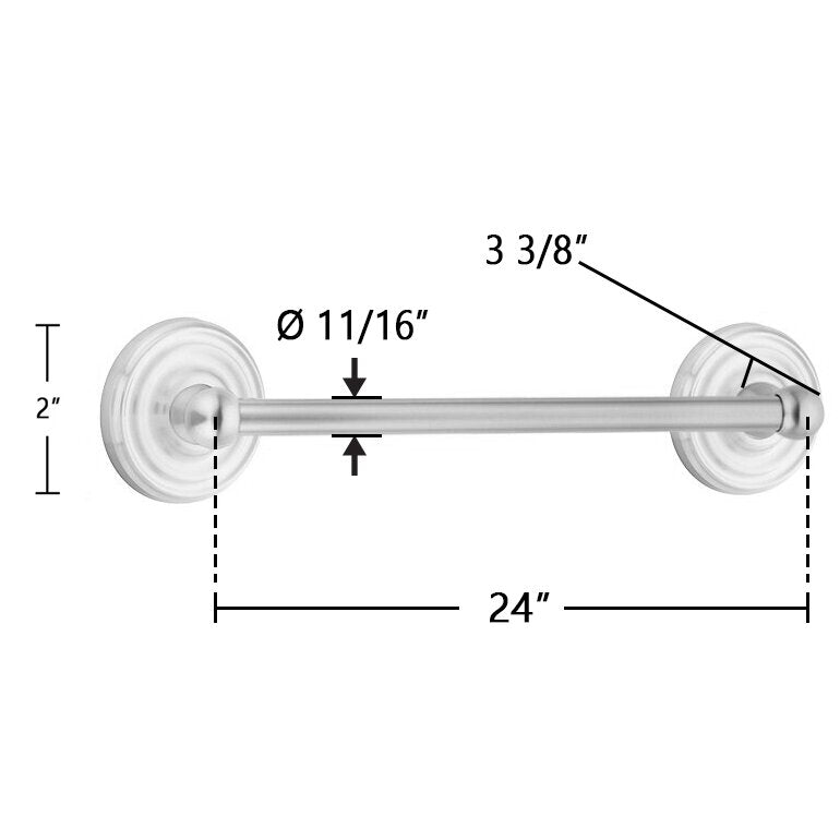 Traditional Brass Collection 24" Single Towel Bar with Small Regular Rose by Emtek