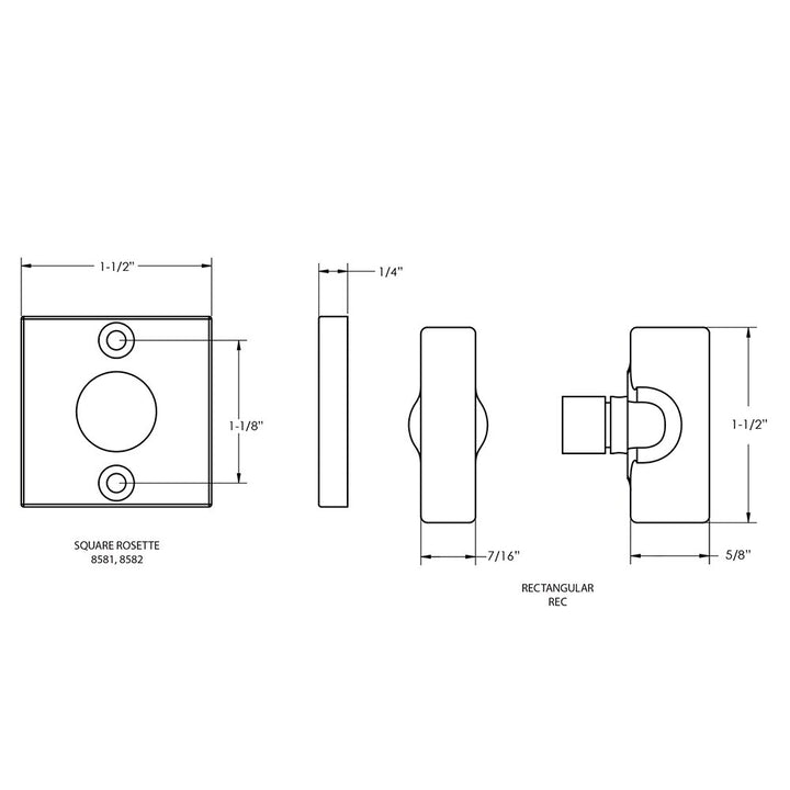 Door Accessories Collection Rectangular Thumbturn with Square Double Rosette Privacy Door Bolt  by Emtek