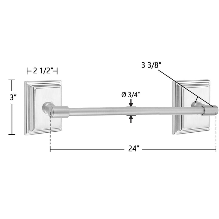 Transitional Brass Collection 24" Towel Bar with Wilshire Rosette by Emtek