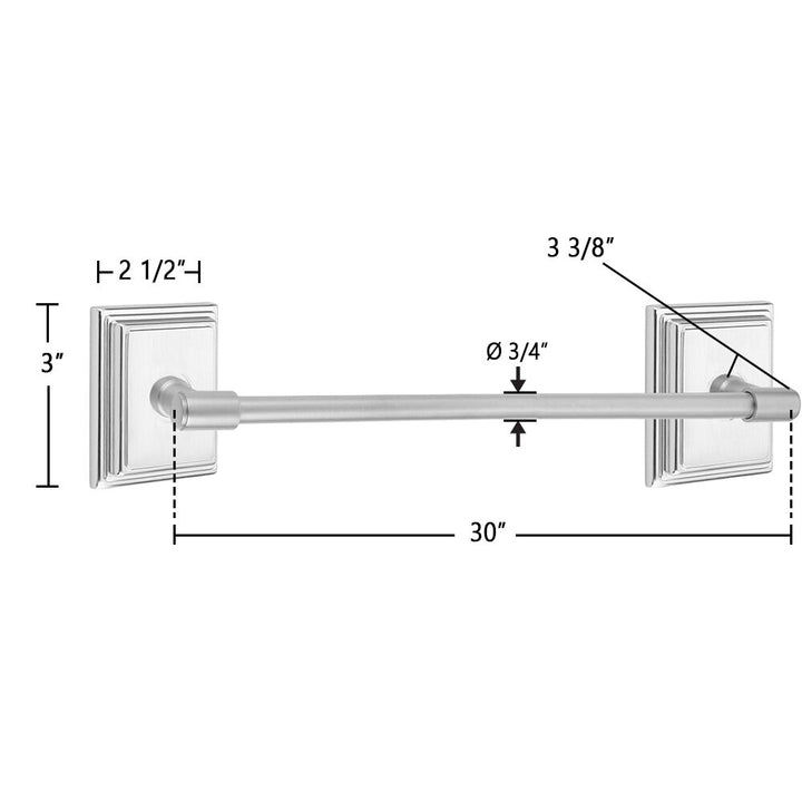 Transitional Brass Collection 30" Towel Bar with Wilshire Rosette by Emtek