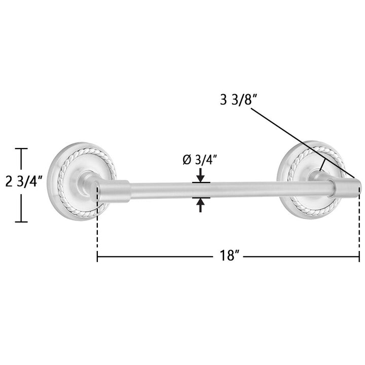 Transitional Brass Collection 18" Towel Bar with Rope Rosette by Emtek