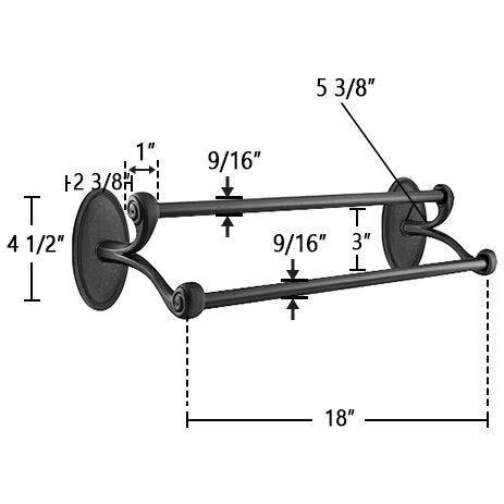 Tuscany Bronze Collection #14 Oval 18" Double Towel Bar by Emtek