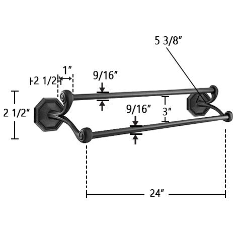 Tuscany Bronze Collection Tuscany Bronze Octagon 24" Double Towel Bar  by Emtek