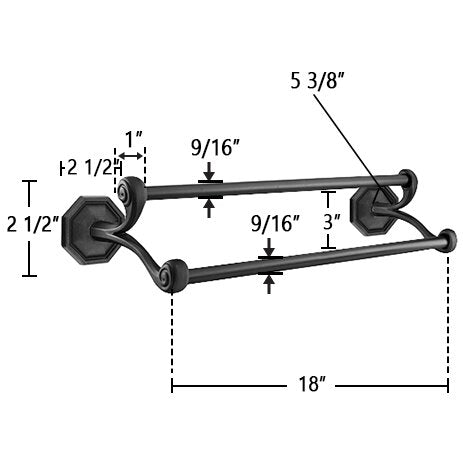 Tuscany Bronze Collection Tuscany Bronze Octagon 18" Double Towel Bar  by Emtek