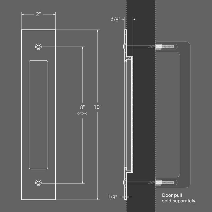 Modern Cabinet Hardware Collection 8" Centers Modern Rectangular Flush Pull in Polished Brass by Emtek