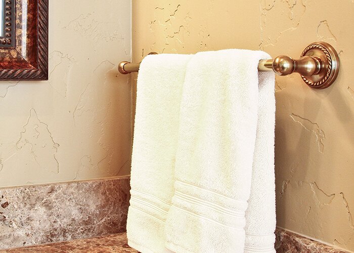 Traditional Brass Collection 24" Single Towel Bar with Rope Rose  by Emtek
