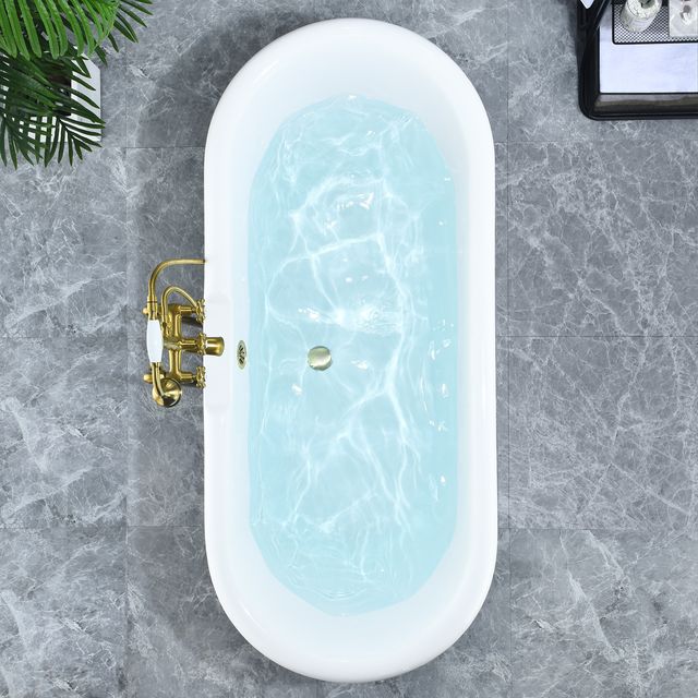 Kerta 67" x 29" Acrylic Clawfoot Soaking Bathtub