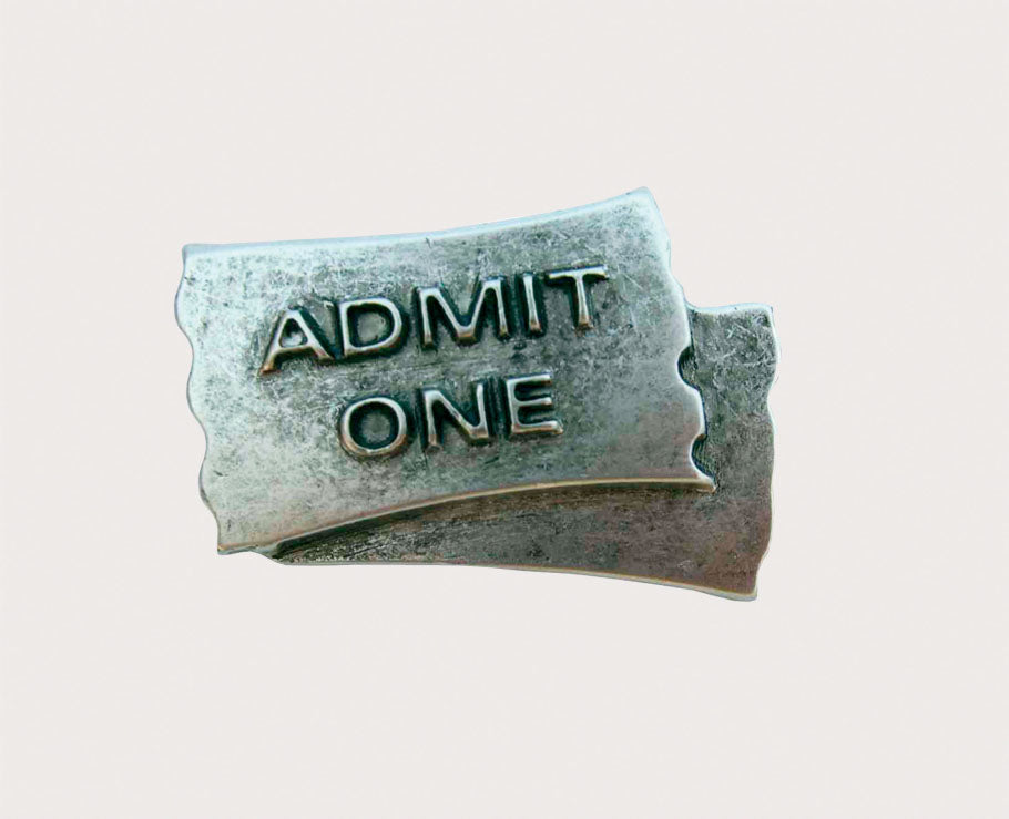 Movie Ticket Knob in Warm Pewter from Silver Screen Collection