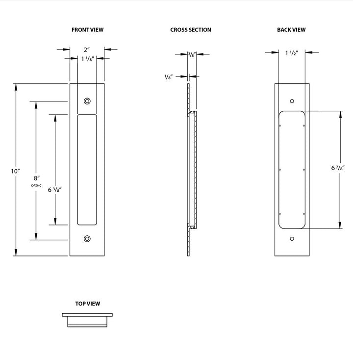 Modern Cabinet Hardware Collection 8" Centers Modern Rectangular Flush Pull in Polished Brass by Emtek