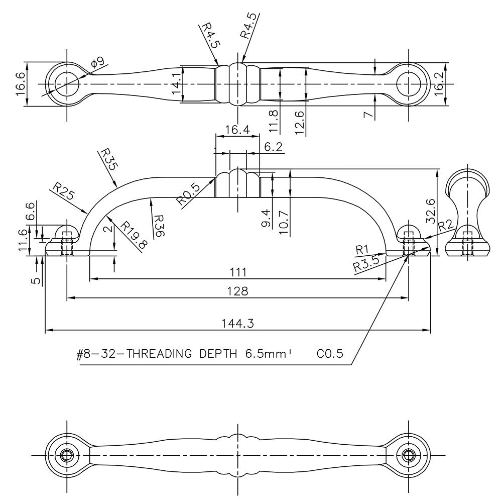 Berenson Cabinet Hardware Vibrato Collection 5" Centers Timeless Charm Pull in Verona Bronze