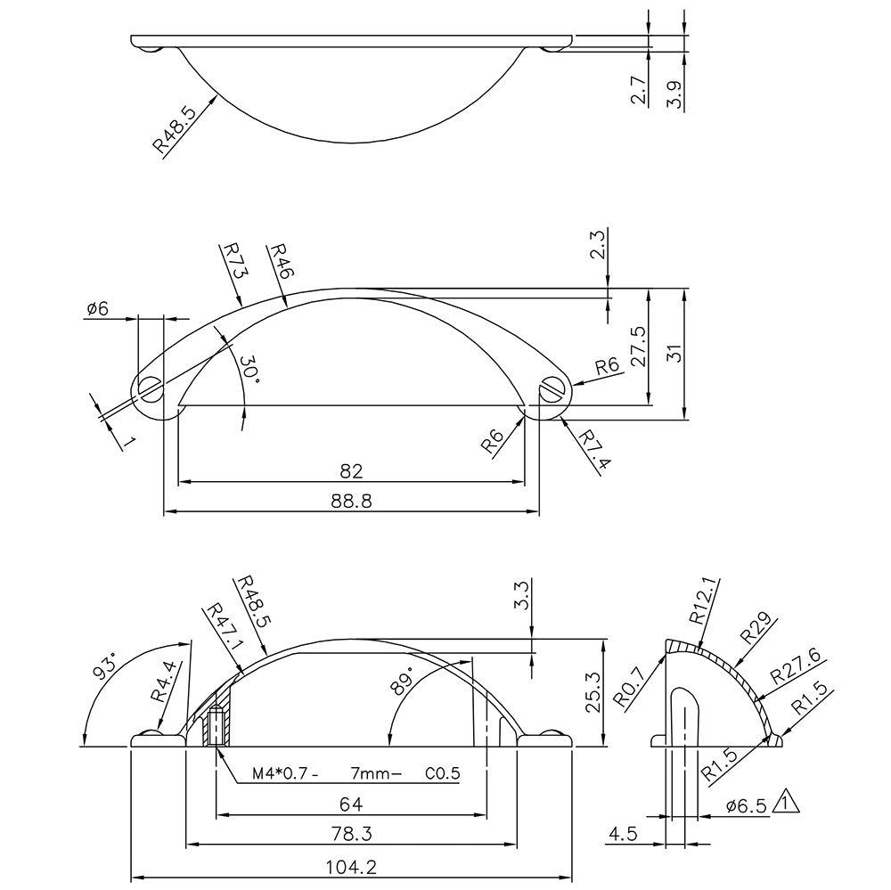 Berenson Cabinet Hardware Vibrato Collection 2 1/2" Centers Timeless Charm Cup Pull in Verona Bronze