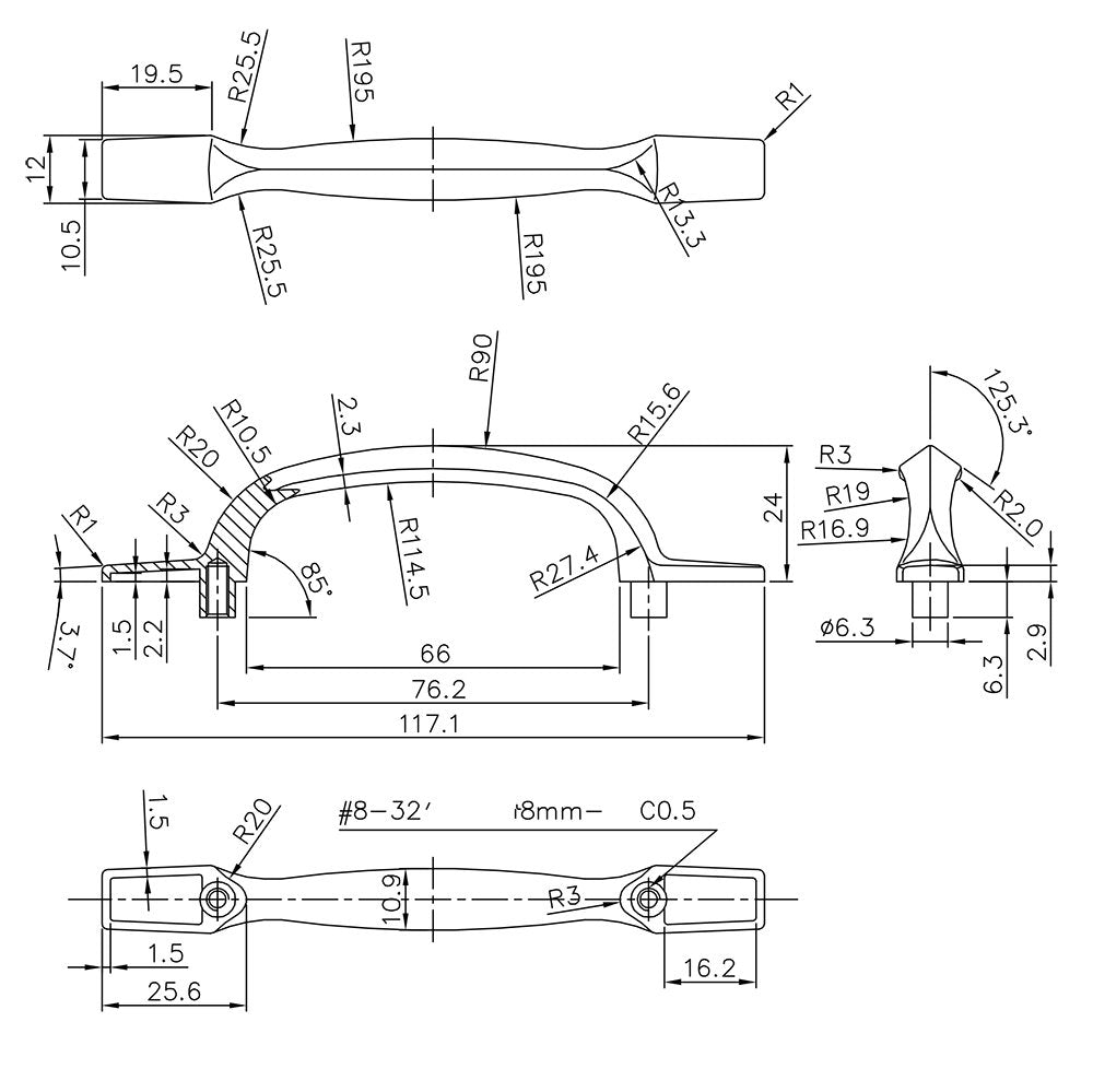 Berenson Cabinet Hardware Vibrato Collection 3" Centers Timeless Charm Pull in Verona Bronze