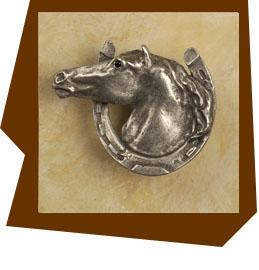 Anne at Home Horse in Horseshoe Cabinet Knob - cabinetknobsonline