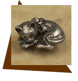 Anne at Home Sleeping Cat Cabinet Knob -Small - cabinetknobsonline