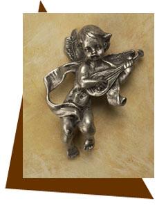 Anne at Home Cherub with Mandolin Cabinet Knob - cabinetknobsonline