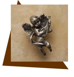 Anne at Home Cherub with Mandolin Cabinet Knob - cabinetknobsonline