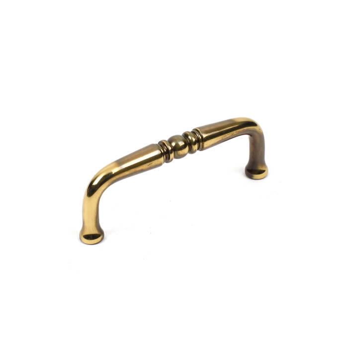 Century Cabinet Hardware Plymouth - Premium Solid Brass, Pull, 3" cc Polished Antique - cabinetknobsonline