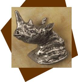 Anne at Home Rhino Head  Cabinet Knob-Left - cabinetknobsonline