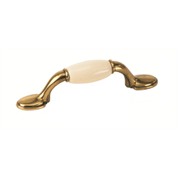 Laurey Cabinet Knobs,  3" Pull - Almond-Antique Brass - cabinetknobsonline