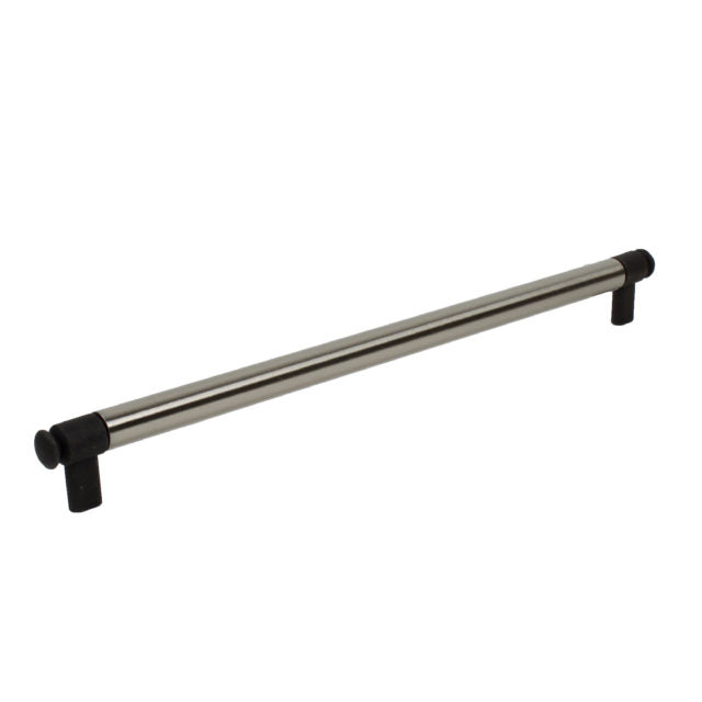 Century Cabinet Hardware Flute - Zinc Die Cast Pull, 320mm cc, Matte Black Steel - cabinetknobsonline