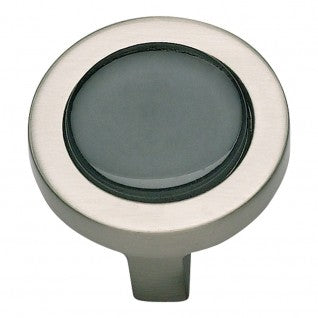 ATLAS HOMEWARES CABINET HARDWARE SPA BLACK ROUND KNOB BRUSHED NICKEL - cabinetknobsonline