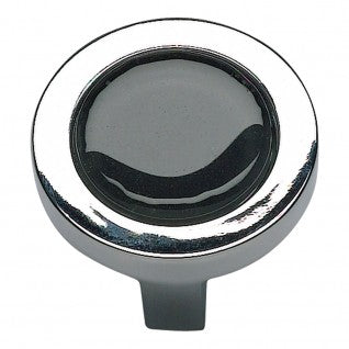 ATLAS HOMEWARES CABINET HARDWARE SPA BLACK ROUND KNOB CHROME - cabinetknobsonline