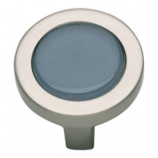 ATLAS HOMEWARES CABINET HARDWARE SPA BLUE ROUND KNOB BRUSHED NICKEL - cabinetknobsonline