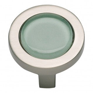 ATLAS HOMEWARES CABINET HARDWARE SPA GREEN ROUND KNOB BRUSHED NICKEL - cabinetknobsonline