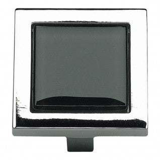 ATLAS HOMEWARES CABINET HARDWARE SPA BLACK SQUARE KNOB CHROME - cabinetknobsonline