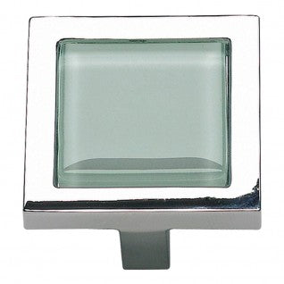 ATLAS HOMEWARES CABINET HARDWARE SPA GREEN SQUARE KNOB CHROME - cabinetknobsonline