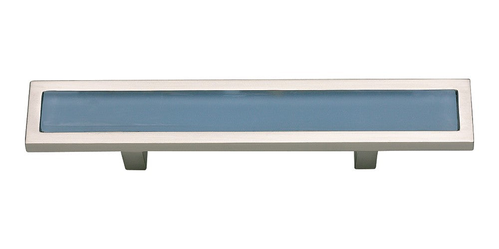 ATLAS HOMEWARES CABINET HARDWARE SPA BLUE PULL 3" CC BRUSHED NICKEL - cabinetknobsonline