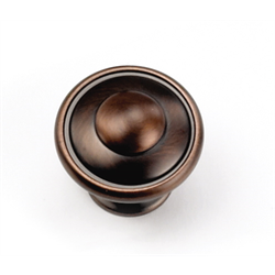 Laurey Cabinet Knobs, 1 1-8" Button-top Knob- Venetian Bronze - cabinetknobsonline