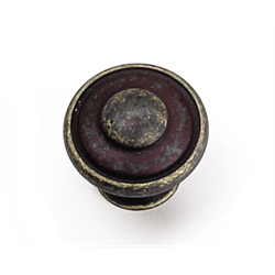 Laurey Cabinet Knobs, 1 1-8" Button-top Knob- Weathered Antique Bronze - cabinetknobsonline