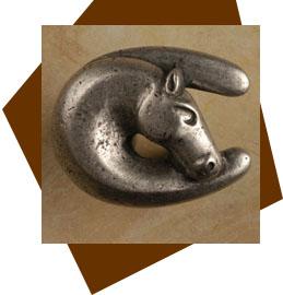Anne at Home  Horse Head in Good Luck Horseshoe Cabinet Knob - cabinetknobsonline