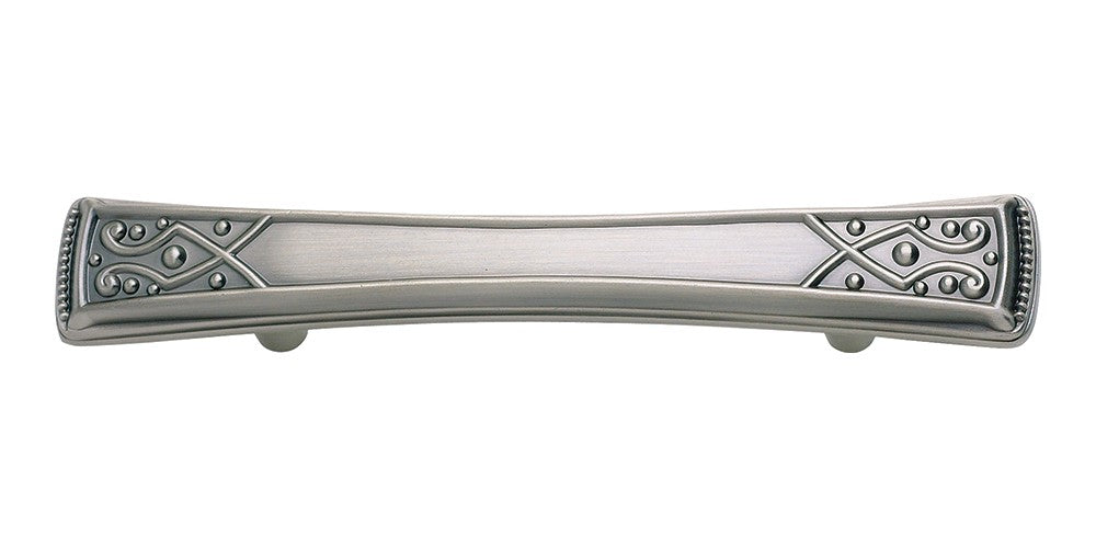 ATLAS HOMEWARES CABINET HARDWARE MALTESE PULL 3" CC PEWTER - cabinetknobsonline