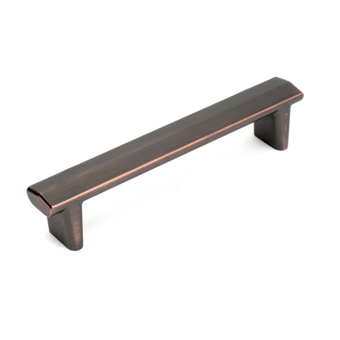 Century Cabinet Hardware L'attitude - 128 mm cc zinc Pull in Antique Bronze w-Copper - cabinetknobsonline