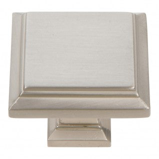 ATLAS HOMEWARES CABINET HARDWARE SUTTON PLACE SQUARE KNOB BRUSHED NICKEL - cabinetknobsonline