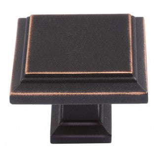 ATLAS HOMEWARES CABINET HARDWARE SUTTON PLACE SQUARE KNOB VENITIAN BRONZE - cabinetknobsonline