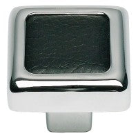 ATLAS HOMEWARES CABINET HARDWARE PARADIGM KNOB CHROME-BLACK LEATHER - cabinetknobsonline