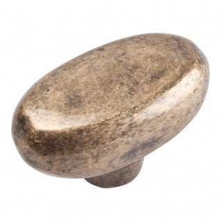 ATLAS HOMEWARES CABINET HARDWARE DISTRESSED OVAL KNOB CHAMPAGNE - cabinetknobsonline