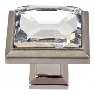 ATLAS HOMEWARES CABINET HARDWARE LEGACY CRYSTAL SQUARE KNOB BRUSHED NICKEL - cabinetknobsonline