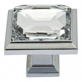 ATLAS HOMEWARES CABINET HARDWARE LEGACY CRYSTAL SQUARE KNOB CHROME - cabinetknobsonline