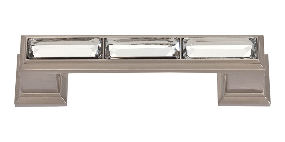 ATLAS HOMEWARES CABINET HARDWARE LEGACY CRYSTAL PULL 3" CC BRUSHED NICKEL - cabinetknobsonline