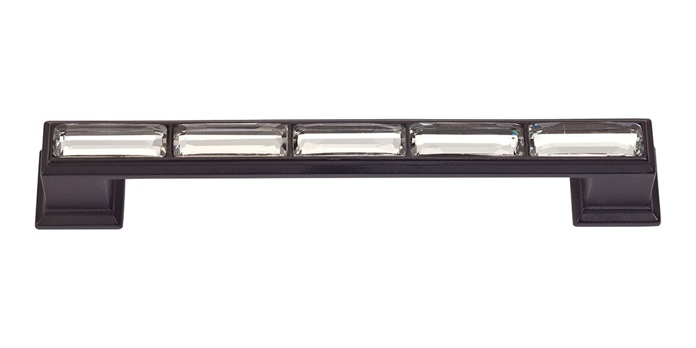 ATLAS HOMEWARES CABINET HARDWARE LEGACY CRYSTAL PULL 128 MM CC MATTE BLACK - cabinetknobsonline