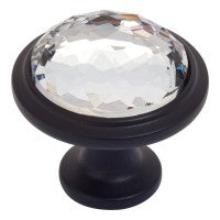 ATLAS HOMEWARES CABINET HARDWARE CRYSTAL ROUND KNOB MATTE BLACK - cabinetknobsonline