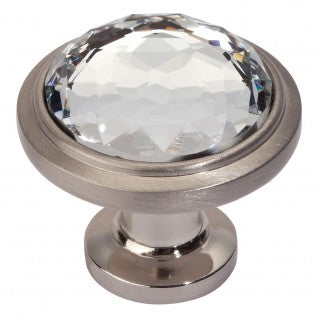 ATLAS HOMEWARES CABINET HARDWARE CRYSTAL ROUND KNOB BRUSHED NICKEL - cabinetknobsonline