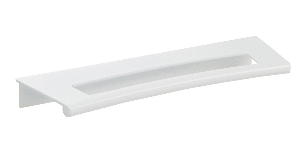 ATLAS HOMEWARES CABINET HARDWARE MID CENTURY EDGE PULL 128 MM CC HIGH WHITE GLOSS - cabinetknobsonline