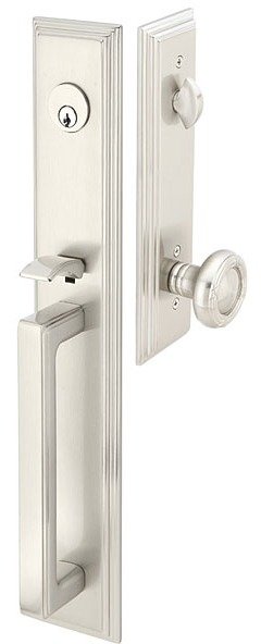 Emtek Door Hardware Brass Tubular Entry Handleset Melrose Single Cylinder - cabinetknobsonline