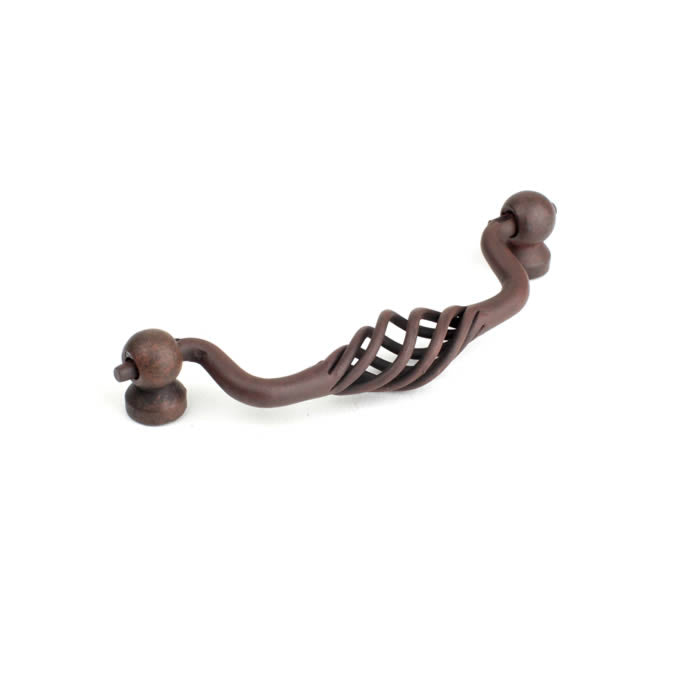 Century Cabinet Hardware Orleans - Wrought Iron, 4" cc Bail Pull, Natural Rust - cabinetknobsonline