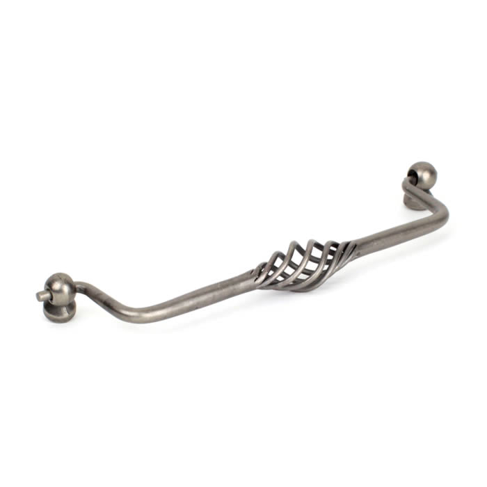 Century Cabinet Hardware Orleans - Wrought Iron, 7-1-2" cc Bail Pull, Antique Pewter - cabinetknobsonline